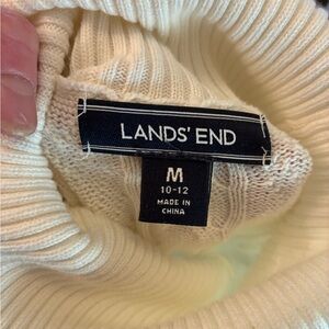 Lands' End Cream Turtleneck Cable Knit Sweater